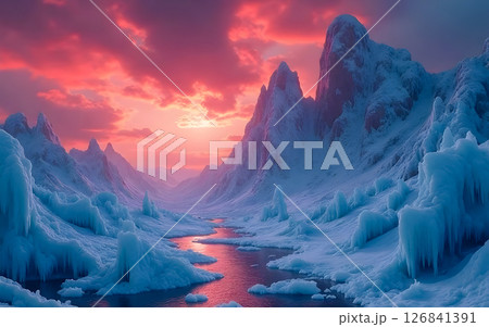 sunset in the mountains sunset in the mountains 126841391