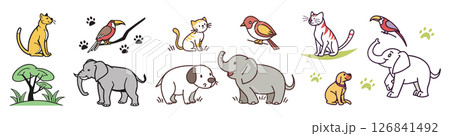 シンプルでかわいい動物のイラスト。 シンプルでかわいい動物のイラスト。 126841492