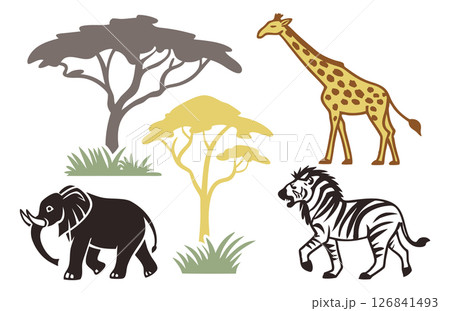 シンプルでかわいい動物のイラスト。 シンプルでかわいい動物のイラスト。 126841493