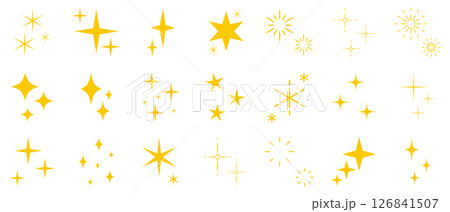 キラキラ アイコン 黄色 シンプル セット キラキラ アイコン 黄色 シンプル セット 126841507