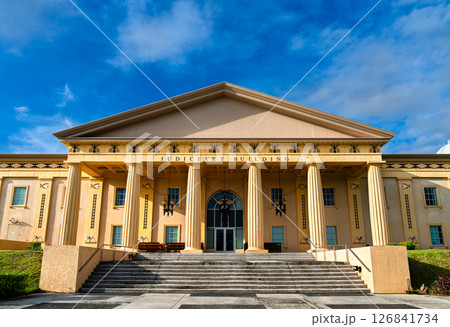 Judiciary Building housing the Supreme Court of Palau in Ngerulmud, the national capital in the state of Melekeok on Babeldaob Island, Palau, Micronesia, Oceania 126841734