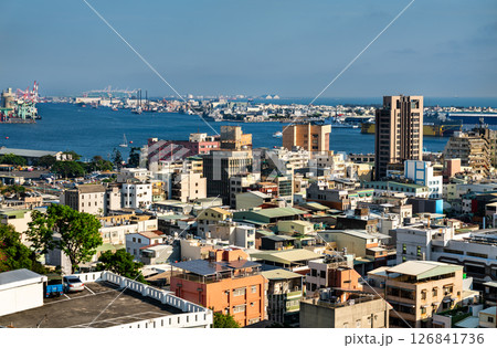 Aerial view of Kaohsiung city and harbor in Southern Taiwan 126841736
