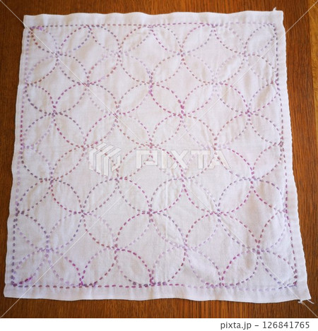 刺し子 花ふきん 七宝つなぎ 刺し子 花ふきん 七宝つなぎ 126841765