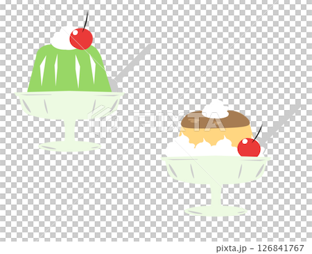 可愛的布丁和果凍插圖 可愛的布丁和果凍插圖 126841767