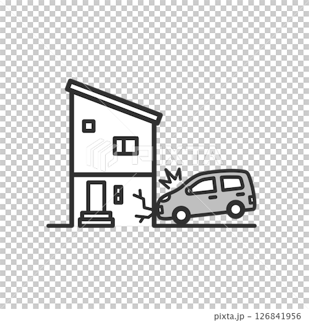 碰撞事故造成的損壞房屋插圖 碰撞事故造成的損壞房屋插圖 126841956