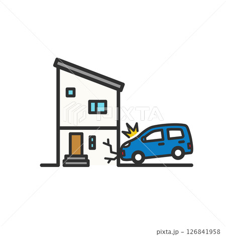 衝突事故の被害 家のイラスト 126841958