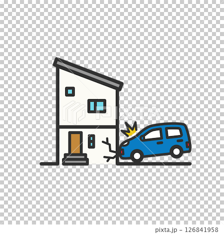 碰撞事故造成的損壞房屋插圖 126841958