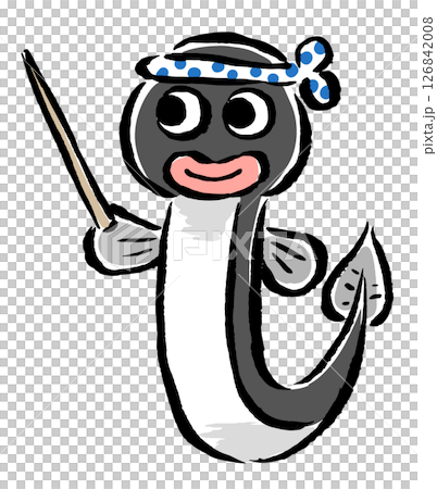 A mascot eel giving a lecture using a pointer 126842008
