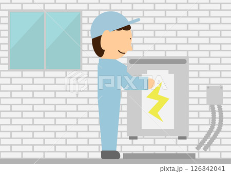 家庭用蓄電池を設置する業者の人のイメージ素材 家庭用蓄電池を設置する業者の人のイメージ素材 126842041