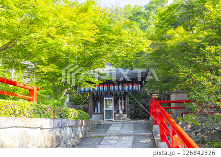 中山寺　新緑に包まれた子授け地蔵（兵庫県宝塚市） 126842326