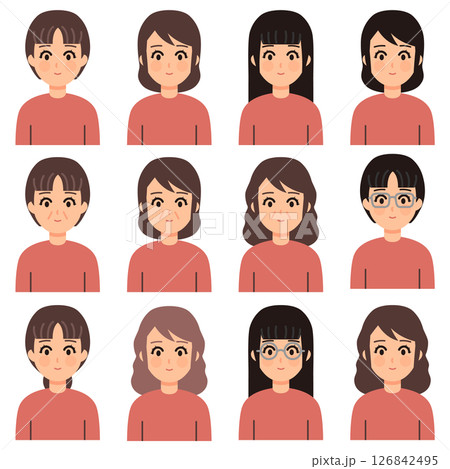 色んな雰囲気の女性のイラストセット 126842495
