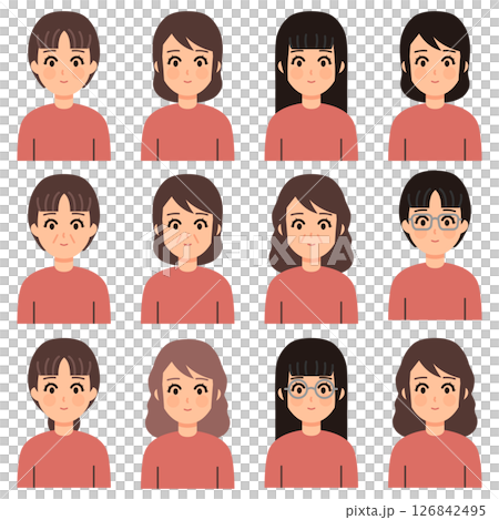 色んな雰囲気の女性のイラストセット 126842495