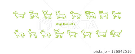 犬のシンプルな線画のアイコン。	 126842516