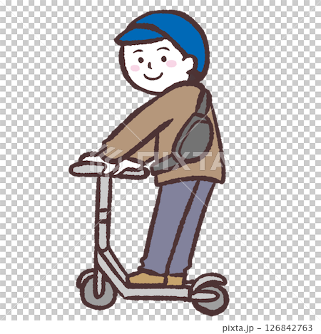 一名男子騎著浮板並看著相機的插圖 一名男子騎著浮板並看著相機的插圖 126842763