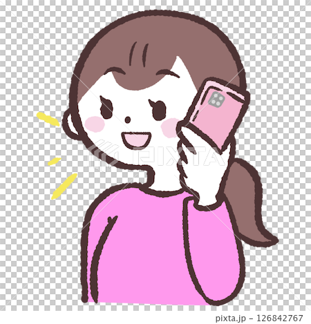 Illustration of a woman talking on a smartphone 126842767