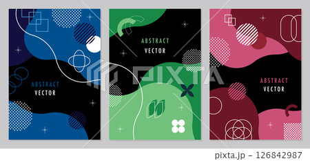 A4 縦長　メンフィス　抽象的　フレーム　背景　セット 126842987