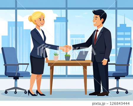 ビジネスシーン 握手 笑顔 ビジネスシーン 握手 笑顔 126843444