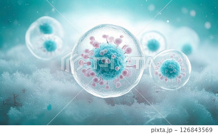 幹細胞の凍結保存をイメージした3Dイラスト 細胞の凍結、卵子凍結 医療系素材 幹細胞の凍結保存をイメージした3Dイラスト 細胞の凍結、卵子凍結 医療系素材 126843569