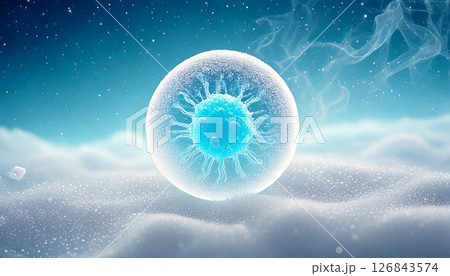 幹細胞の凍結保存をイメージした3Dイラスト  細胞の凍結、卵子凍結  医療系素材 126843574