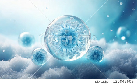 幹細胞の凍結保存をイメージした3Dイラスト  細胞の凍結、卵子凍結  医療系素材 126843605