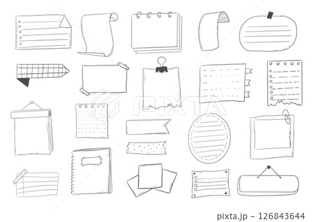 Memo page bullet jourlal note sketch, hand drawn doodle stickers office list box or frame. Comic planner reminder, set stationery design elements. Memo page bullet jourlal note sketch, hand drawn doodle stickers office list box or frame. Comic planner reminder, set stationery design elements. 126843644