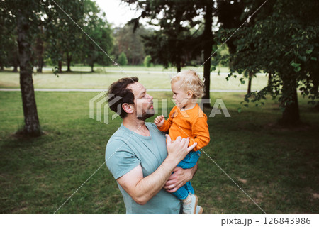 Portrait of dad and child enjoying time together 126843986