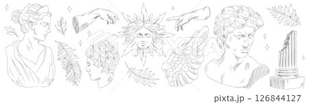 Ancient Greek statue sketch set 126844127
