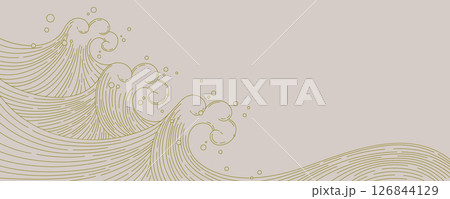Asian style line art of waves pattern 126844129