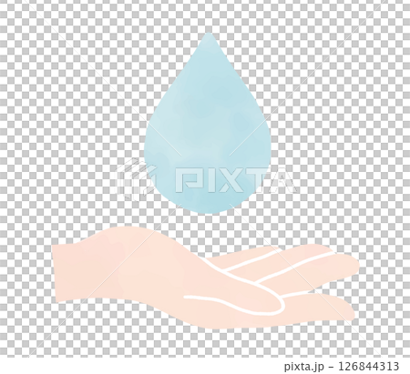 手和水滴的水彩插圖 126844313