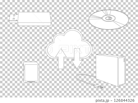Line drawing illustration of how to backup your data 126844326