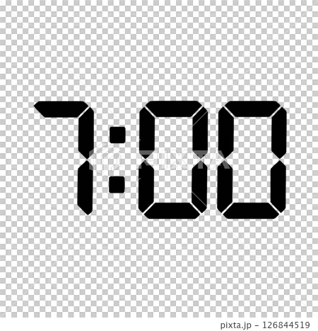 7:00 digital clock style numeric display/time display material (monochrome/transparent background PNG) 126844519