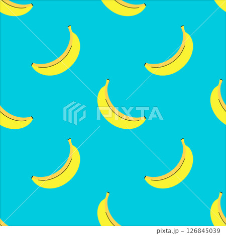 Seamless pattern with Banana fruit on blue background 126845039