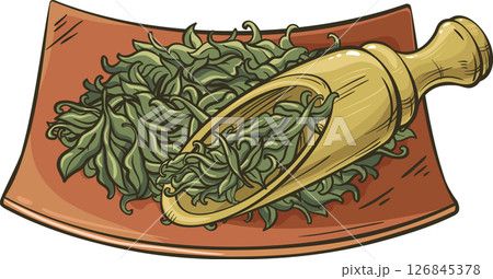 Dry Tea Isolated Colored Detailed Illustration Dry Tea Isolated Colored Detailed Illustration 126845378