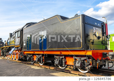 Black classic vintage retro train trains steam locomotive locomotives Belarus. Black classic vintage retro train trains steam locomotive locomotives Belarus. 126845786