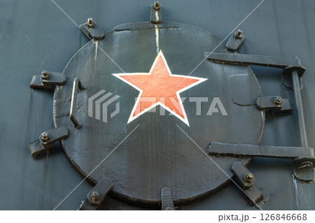 Black classic vintage retro train steam locomotive texture pattern Belarus. 126846668