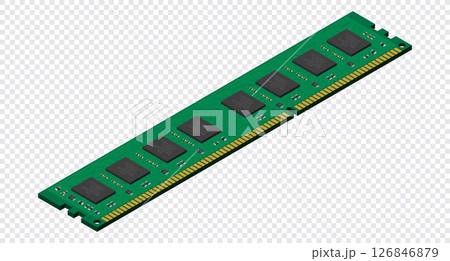 Isometric random access memory. RAM memory realistic 3d isometric. Computer hardware components. Vector illustration 126846879
