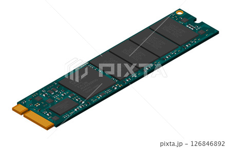 Isometric solid state drive. Drive ssd storage illustration. SSD M.2 illustration. Computer hardware components. Vector illustration Isometric solid state drive. Drive ssd storage illustration. SSD M.2 illustration. Computer hardware components. Vector illustration 126846892