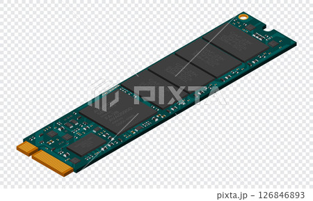Isometric solid state drive. Drive ssd storage illustration. SSD M.2 illustration. Computer hardware components. Vector illustration Isometric solid state drive. Drive ssd storage illustration. SSD M.2 illustration. Computer hardware components. Vector illustration 126846893