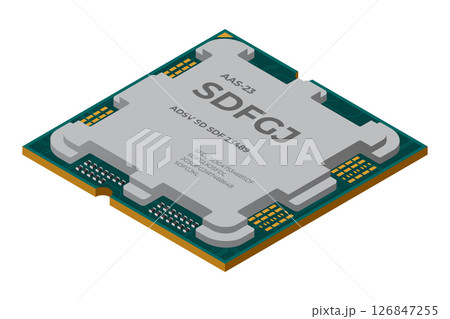 Isometric processor. Central processing unit or CPU. Computer hardware components. Semiconductor technology concept. Vector illustration 126847255
