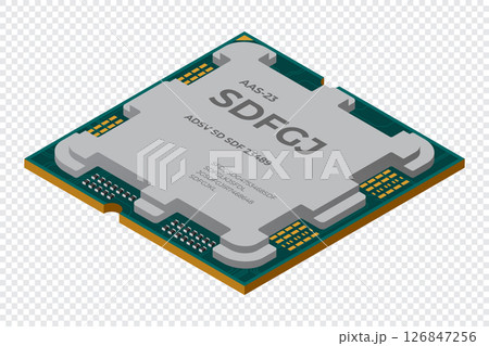 Isometric processor. Central processing unit or CPU. Computer hardware components. Semiconductor technology concept. Vector illustration 126847256