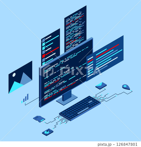 Computer technology isometric illustration....のイラスト素材 [126847801] - PIXTA