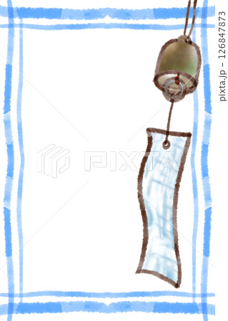 筆書き風の風鈴のフレーム 筆書き風の風鈴のフレーム 126847873