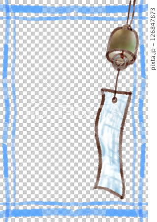 毛筆畫風鈴框 126847873