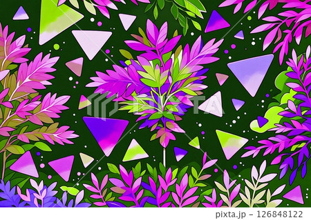 コスモス・リーフ - 銀河に咲く葉の詩と幾何学模様の背景 126848122