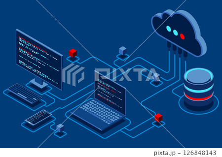 Cloud technology computing concept. Modern cloud technology. Data center isometric concept. Isometric cloud technology with datacenter. Web hosting concept. Isometric technology Cloud technology computing concept. Modern cloud technology. Data center isometric concept. Isometric cloud technology with datacenter. Web hosting concept. Isometric technology 126848143