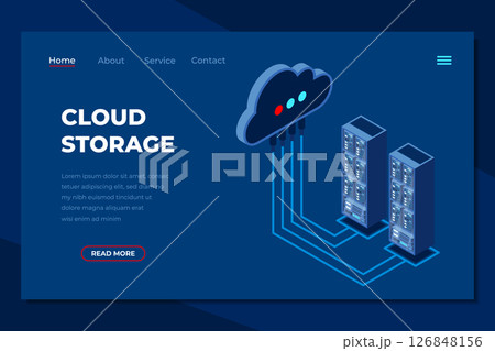 Cloud computing isometric landing page. Cloud storage server. Cloud computing online database technology. Isometric technology Cloud computing isometric landing page. Cloud storage server. Cloud computing online database technology. Isometric technology 126848156