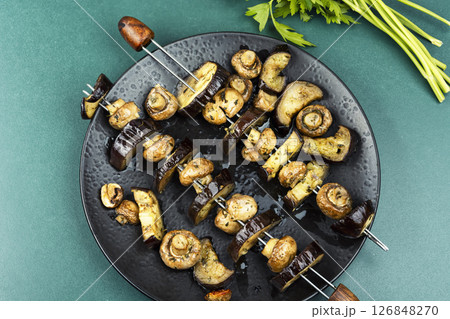Roasted vegetable skewers. Roasted vegetable skewers. 126848270