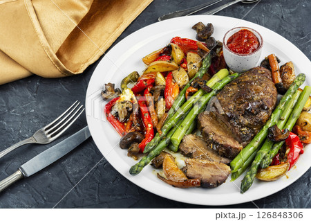 Freshly baked duck breast. 126848306