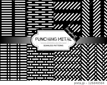 パンチングメタルのシームレスパターンのセット 長孔 126848564
