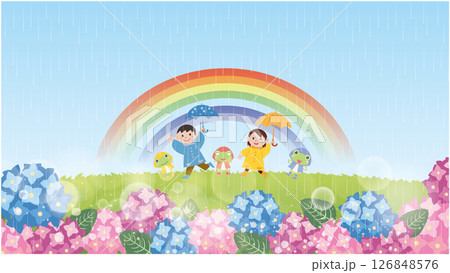 夏の梅雨素材背景 126848576